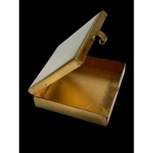 Vintage Goldtone Hinged Clasp Pill Box Purse Accessory 1.5" Square